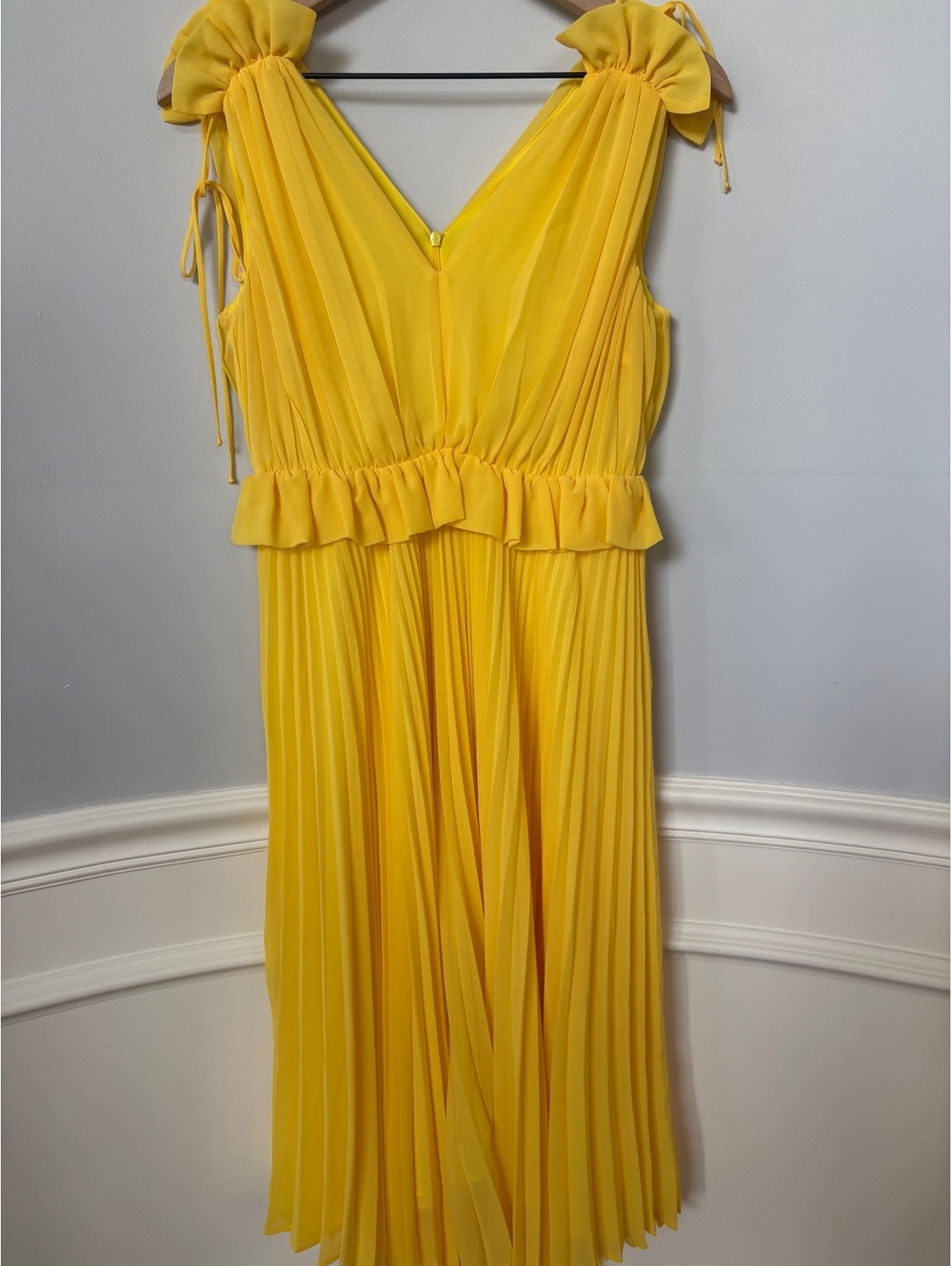 DELFI Collective Yellow Chiffon Micro Pleated Tiered Ruffle Cami Midi Dress XS